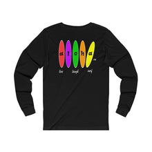 Load image into Gallery viewer, Unisex Long Sleeve Tee: Aloha Boards_Front & Back Print